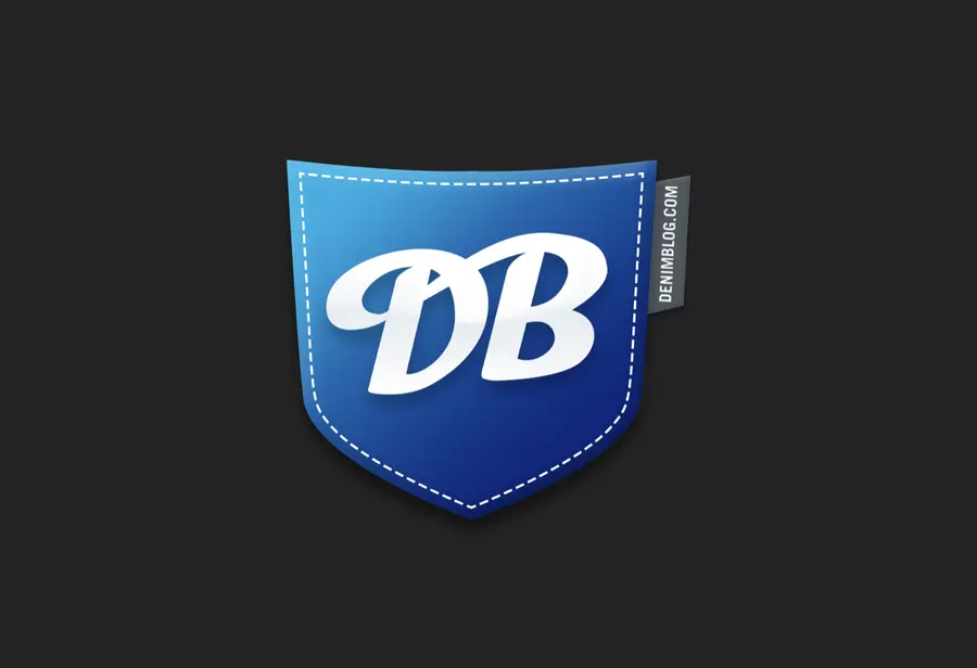 The Denim Blog logo, a blue jeans pocket with DB on it